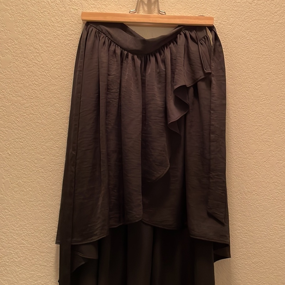 Sexy satin wrap hi lo skirt